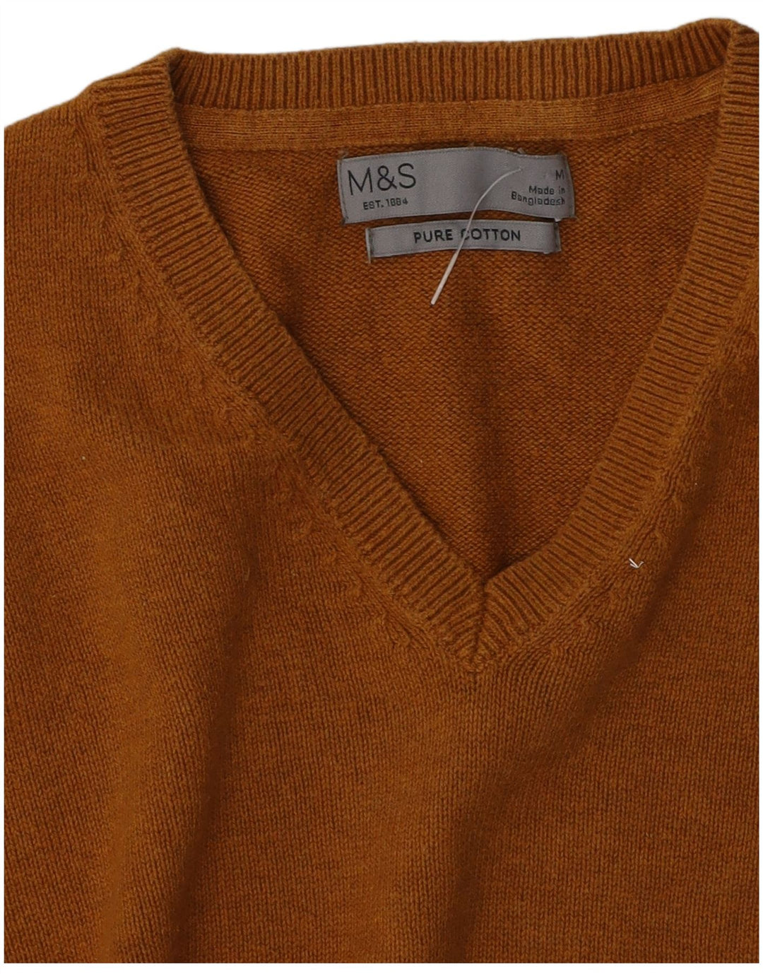 Marks & Spencer Herre V-hals sweater Medium Brun Bomuld