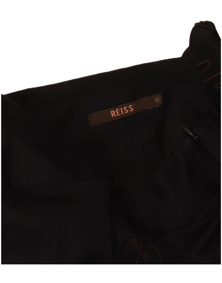 Reiss A-line nederdel til kvinder UK 12 Medium W26 Sort Geometrisk