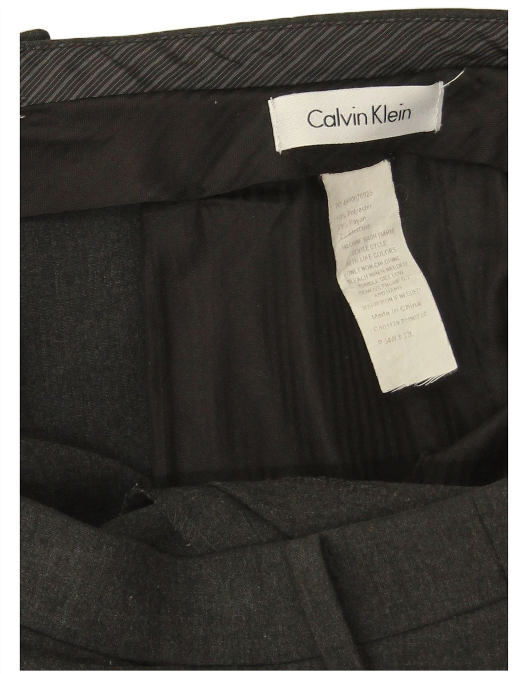 Calvin Klein Herre lige jakkesæt bukser W34 L29 Grå polyester