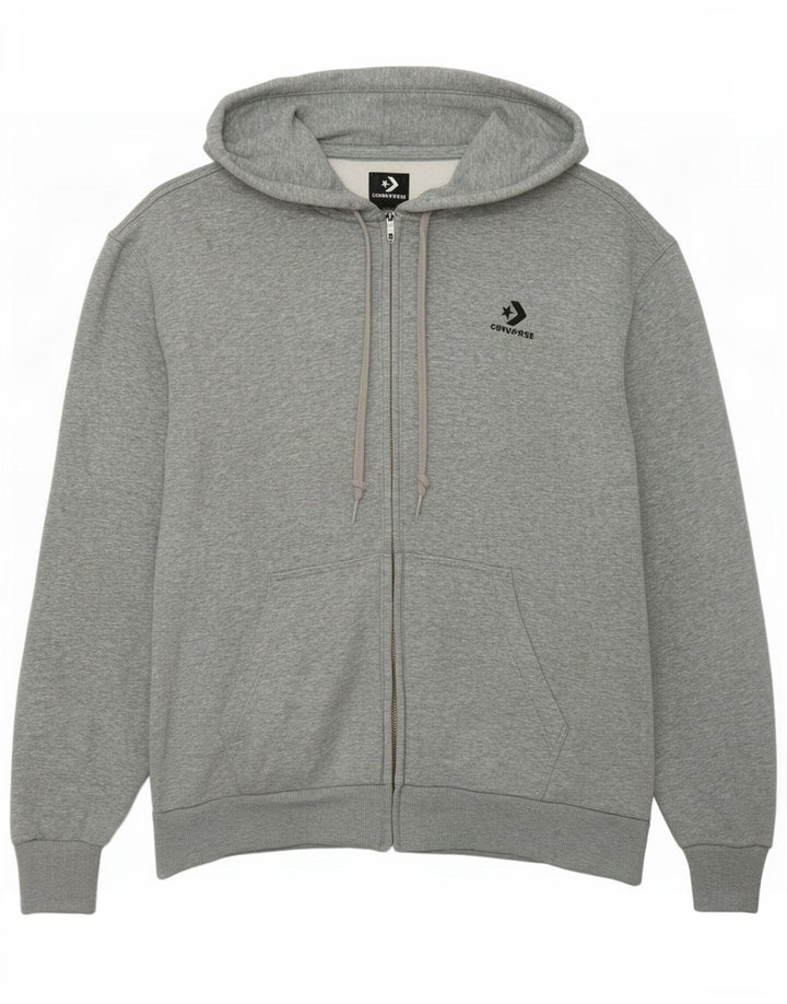 Converse hættetrøje med lynlås til kvinder UK 14 Medium Grey Flecked Bomuld