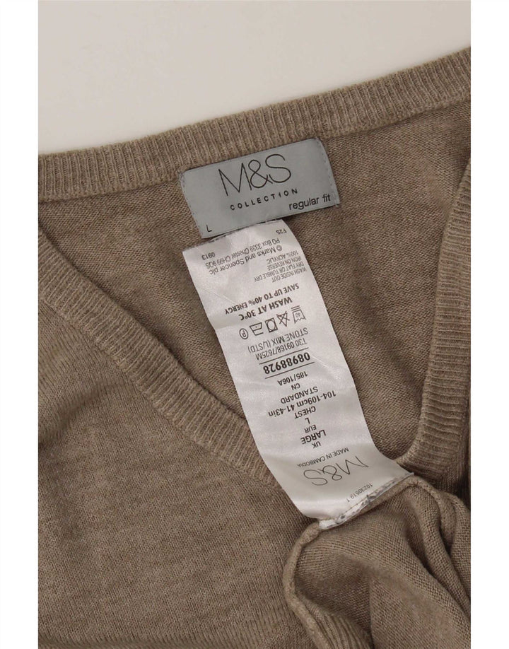 Marks & Spencer Herre Regular Fit V-hals sweater Stor Beige Akryl