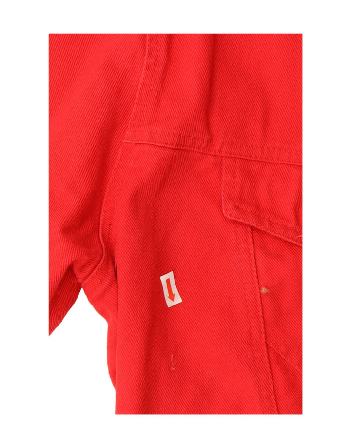 VINTAGE Womens Crop Denim Jacket UK 14 Medium Red Vintage Vintage and Second-Hand Vintage from Messina Hembry 
