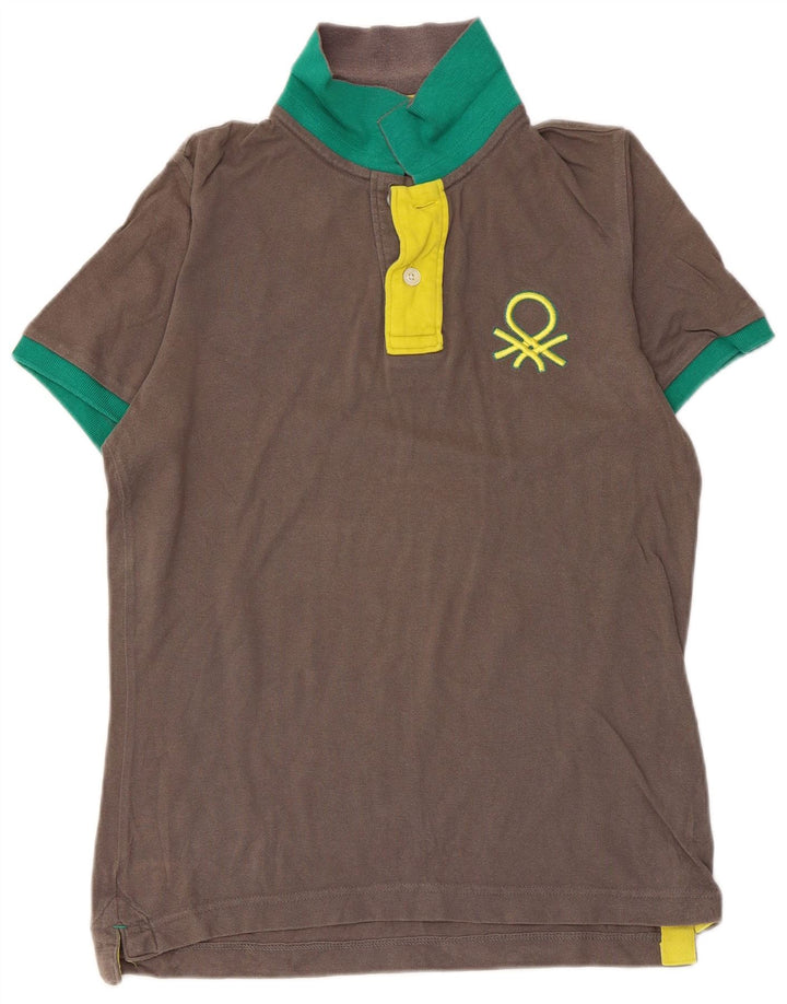 BENETTON Poloskjorte til mænd mellemgrå bomuld