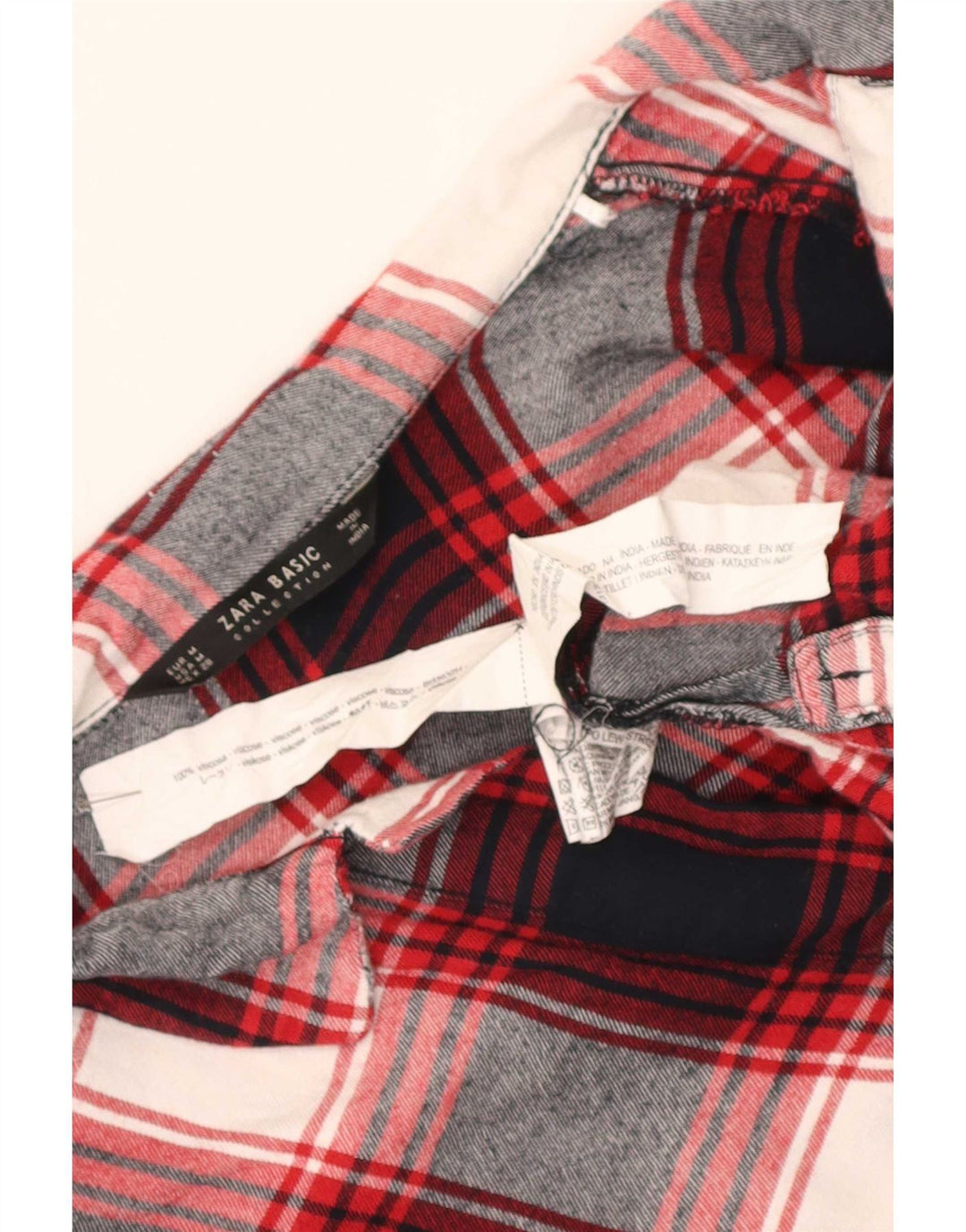 Zara Dame Longline Pullover Flanell Shirt UK 14 Medium Red Check Viscose