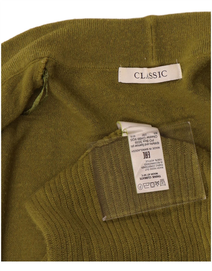 Marks & Spencer Dame 3/4 ærmet åben cardigan sweater UK 14 Medium Khaki