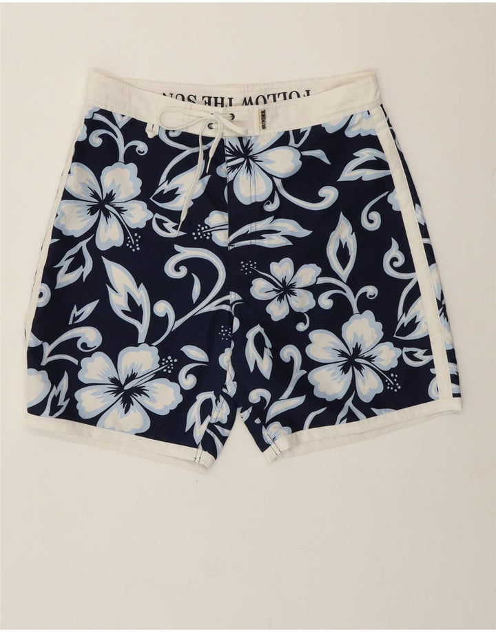 Sundek Herre badeshorts Medium Navy Blue Floral Polyester Hawaiian