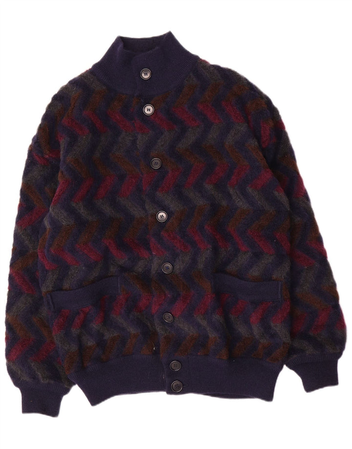 Missoni Herre Vendbar Cardigan Sweater IT 48 Medium Navy Blue Chevron