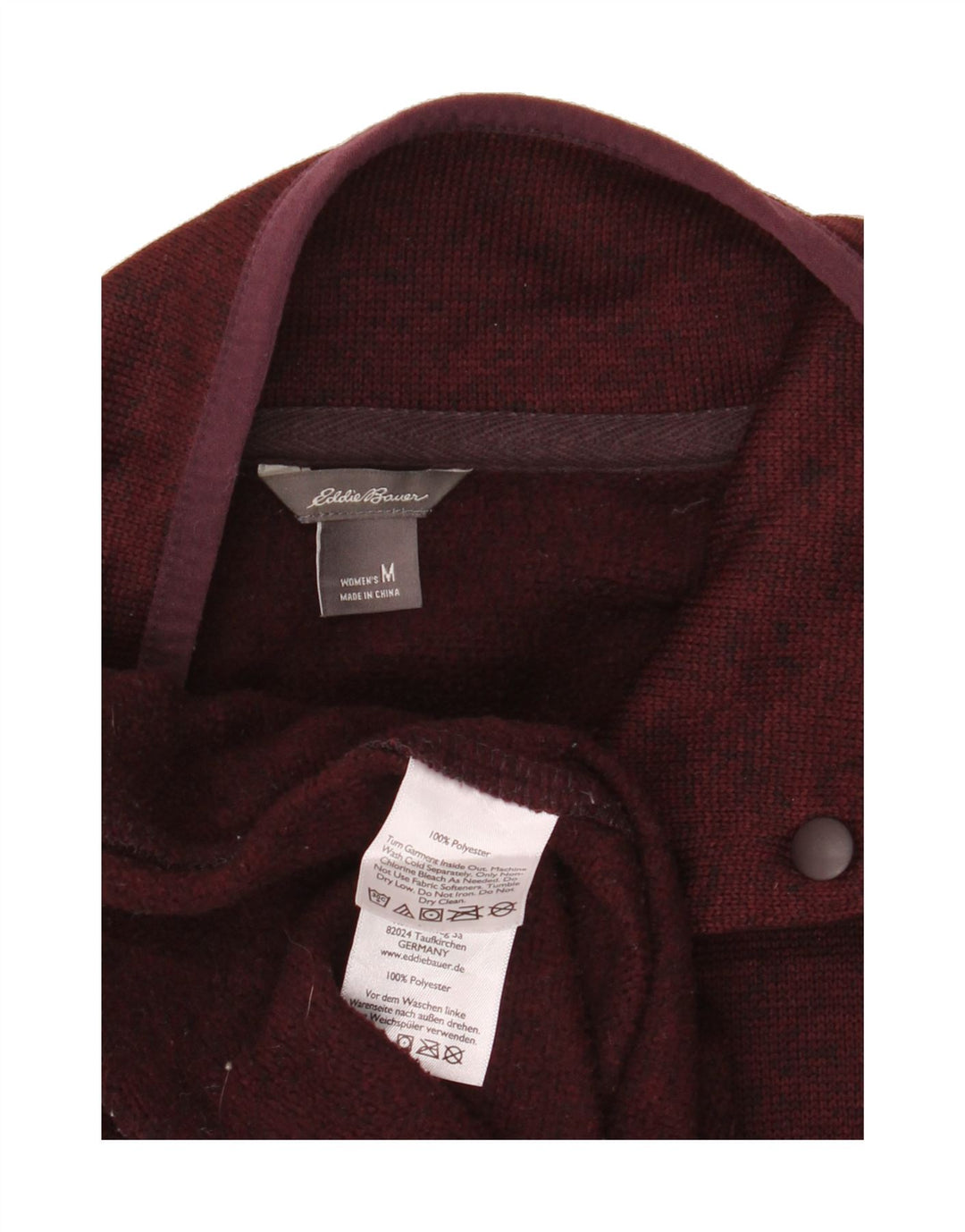 EDDIE BAUER Womens Button Neck Sweatshirt Jumper UK 14 Medium Burgundy Vintage Eddie Bauer and Second-Hand Eddie Bauer from Messina Hembry 