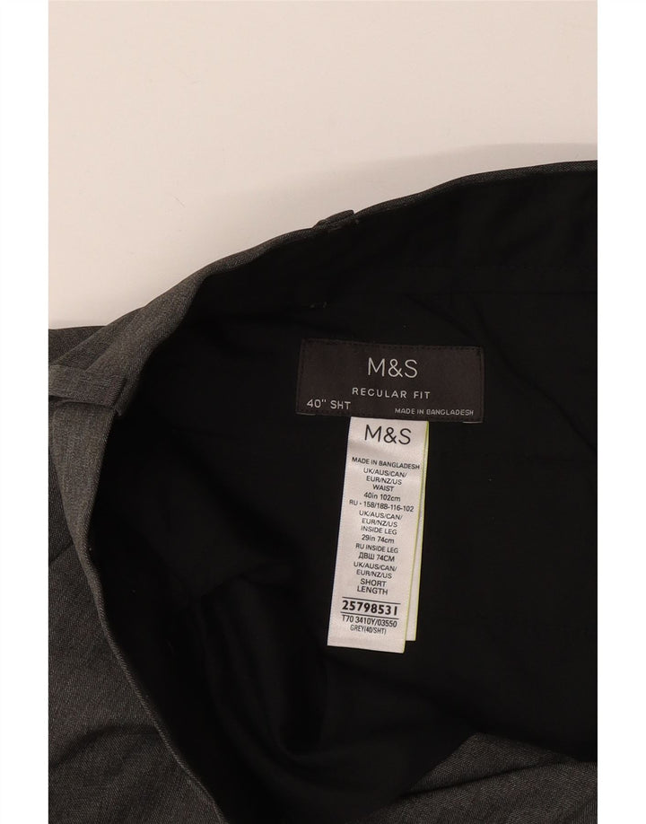 Marks & Spencer Herre Korte Regular Fit Suit Bukser W40 L30 Grå Polyester
