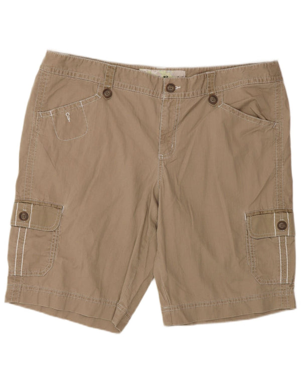 Eddie Bauer Dame Petite Cargo Shorts US 18 2XL W38 Beige Bomuld