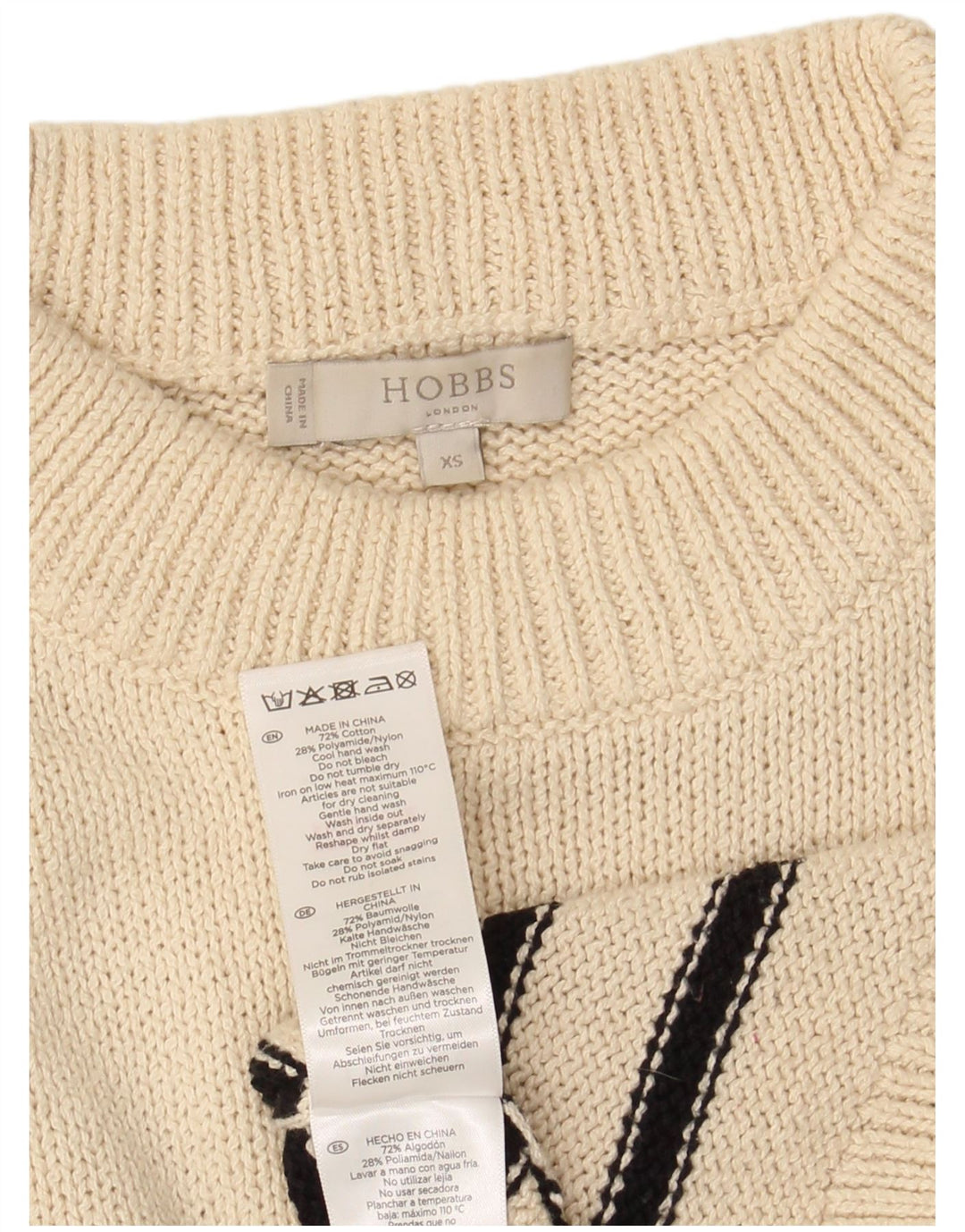 HOBBS Dame Oversized Crew Neck sweater UK 6 XS Off White stribet