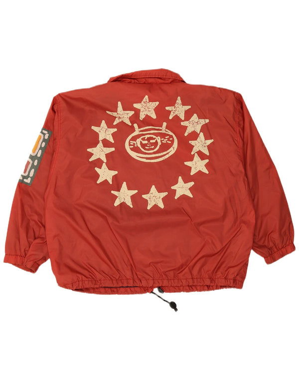 VINTAGE Grafisk regnjakke til mænd UK 44 2XL Rød Nylon