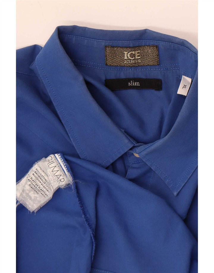 Iceberg Herre Slim Shirt XL Blå Bomuld
