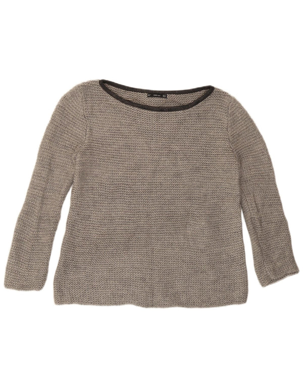 Zara Dame Boat Neck Jumper Sweater UK 14 Medium Grey
