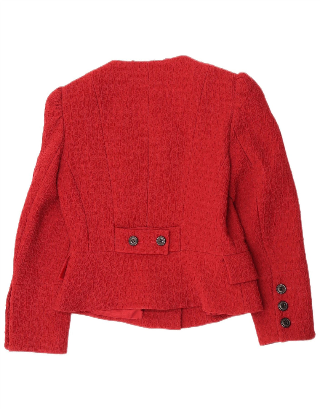 Karen Millen Dame Crop Blazer Jacket UK 12 Medium Bourgogne Polyamid