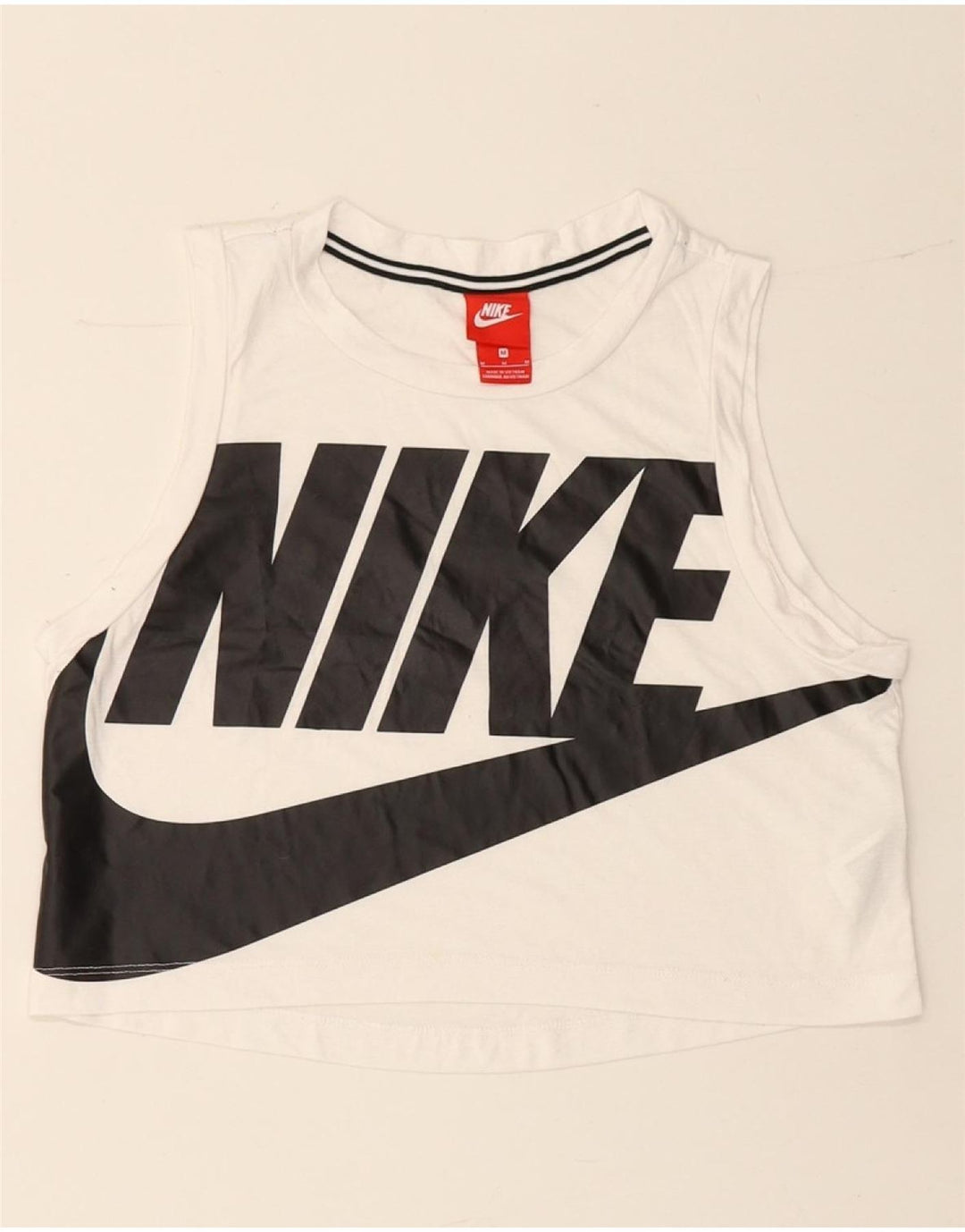 NIKE Womens Crop Grafisk Vest Top UK 14 Medium White Polyester