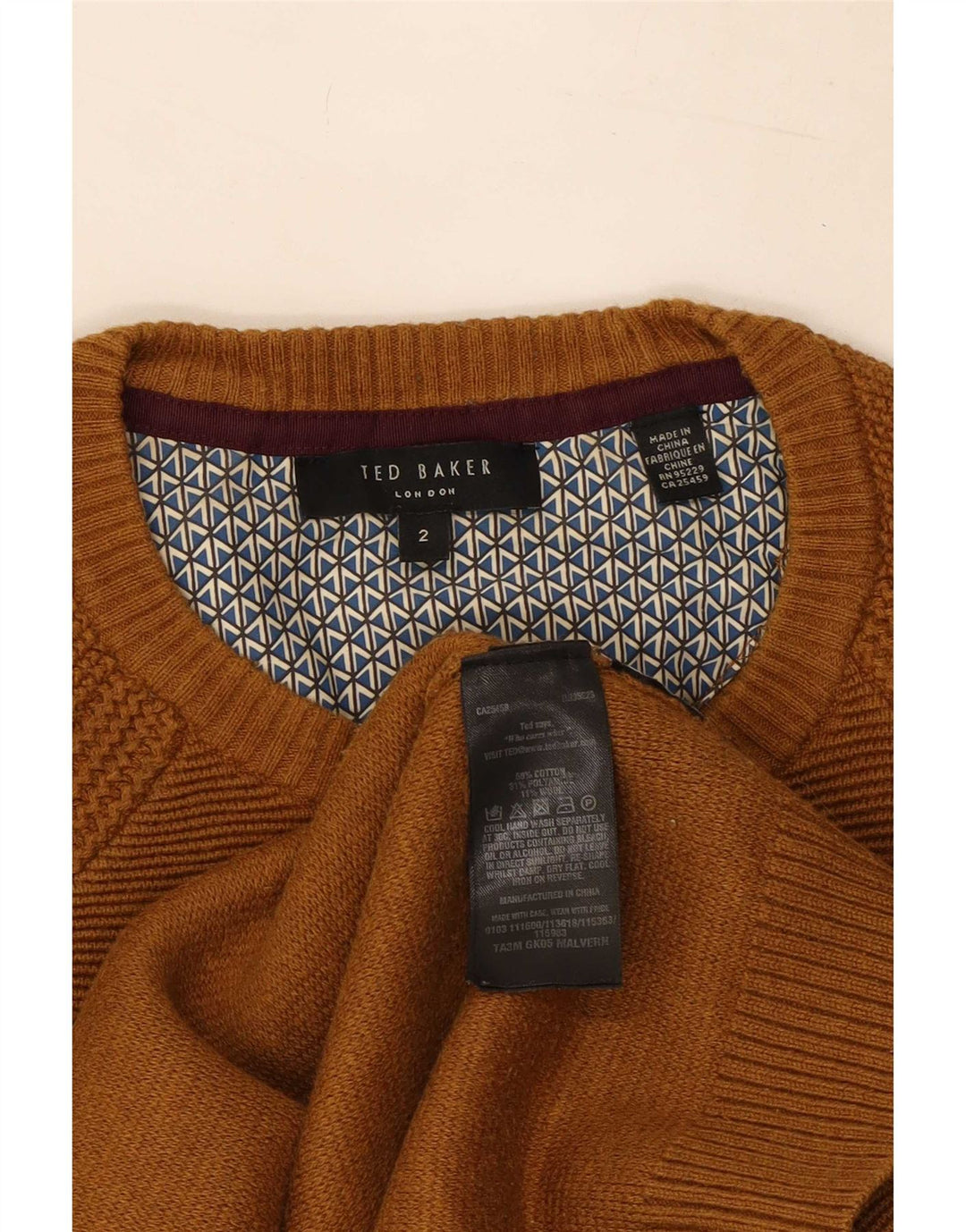 Ted Baker Herre trøje med rund hals str. 2 Lille beige bomuld