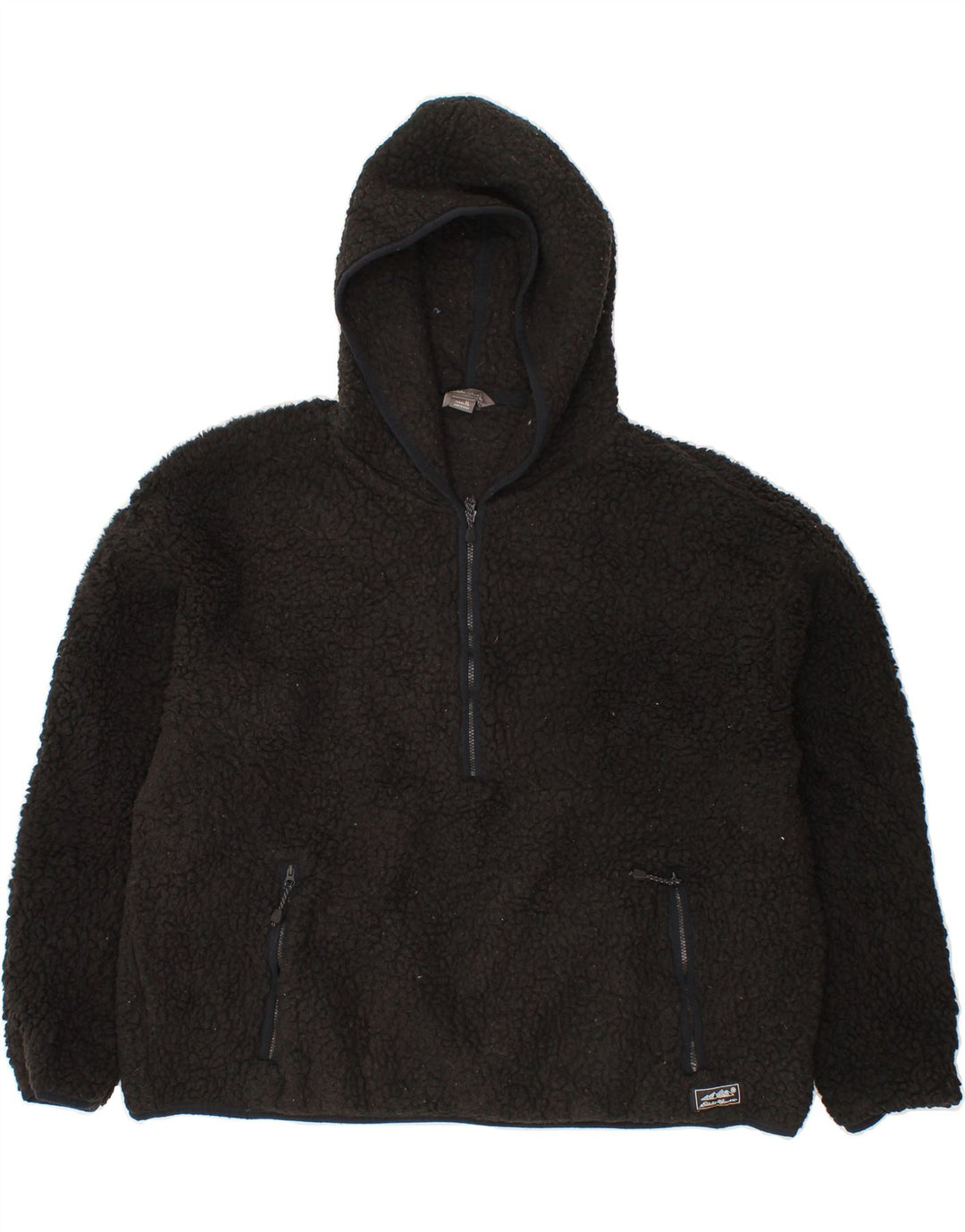 EDDIE BAUER Womens Oversized Hooded Fleece Jumper UK 18 XL Black Polyester Vintage Eddie Bauer and Second-Hand Eddie Bauer from Messina Hembry 