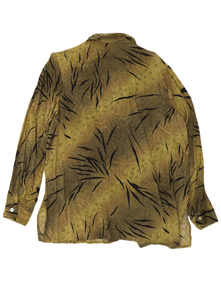 Vintage dameskjorte bluse EU 40 Medium Khaki Animal Print Cupro