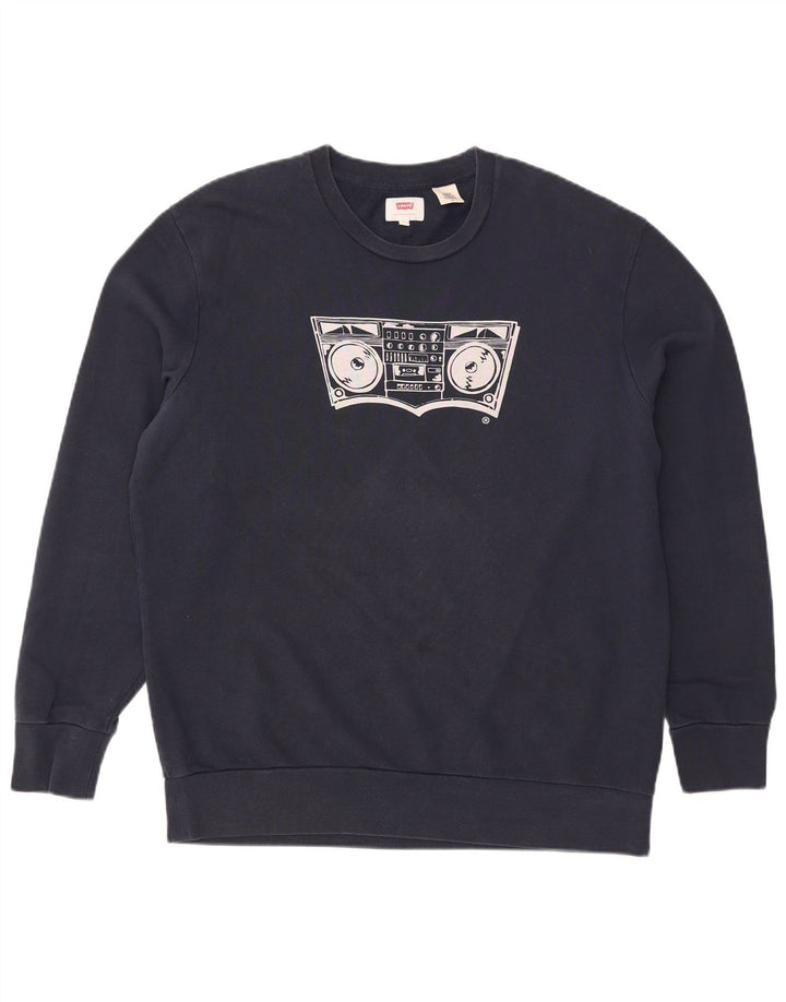 Levi's Grafisk sweatshirt til mænd, stor marineblå bomuld