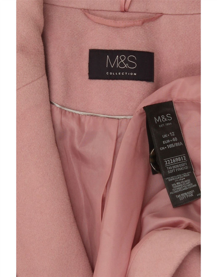 Zara Dame Overfrakke UK 12 Medium Pink Uld