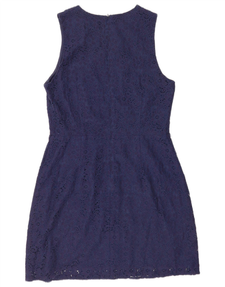 Oasis Dame Ærmeløs A-Line Kjole UK 12 Medium Navy Blue Polyamid