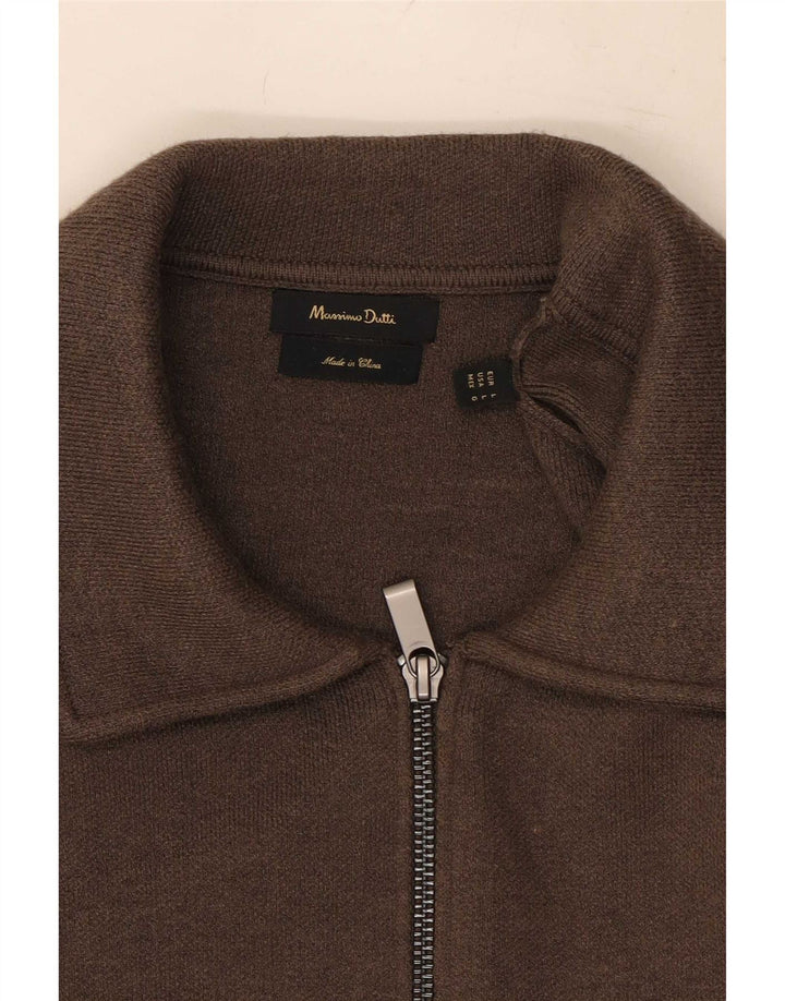 Massimo Dutti Herre cardigan sweater med fuld lynlås Large Brown