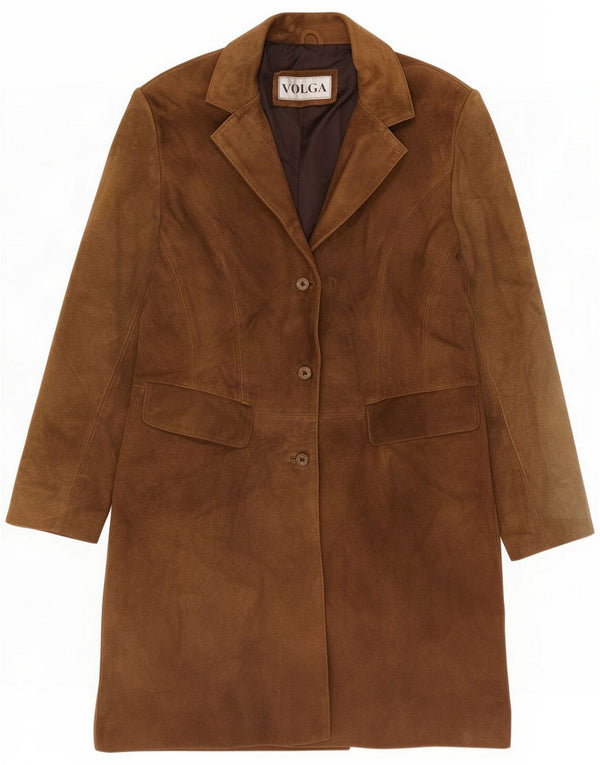 Vintage Dame Ruskind Overfrakke UK 14 Medium Brown Læder