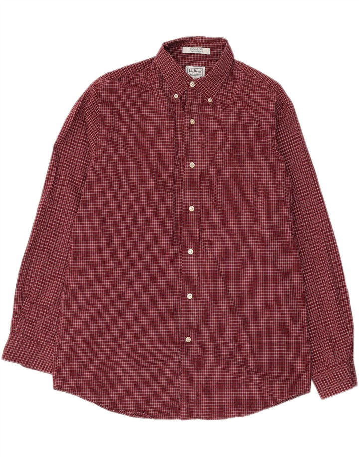 L.L.Bean Herre Traditional Fit skjorte Medium Bourgogne ternet bomuld