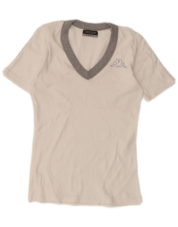 Kappa Dame T-Shirt Top UK 8 Small White Colourblock