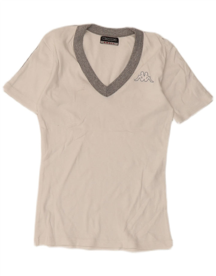 Kappa Dame T-Shirt Top UK 8 Small White Colourblock