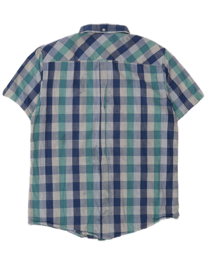 Ben Sherman kortærmet herreskjorte Stor blå ternet bomuld