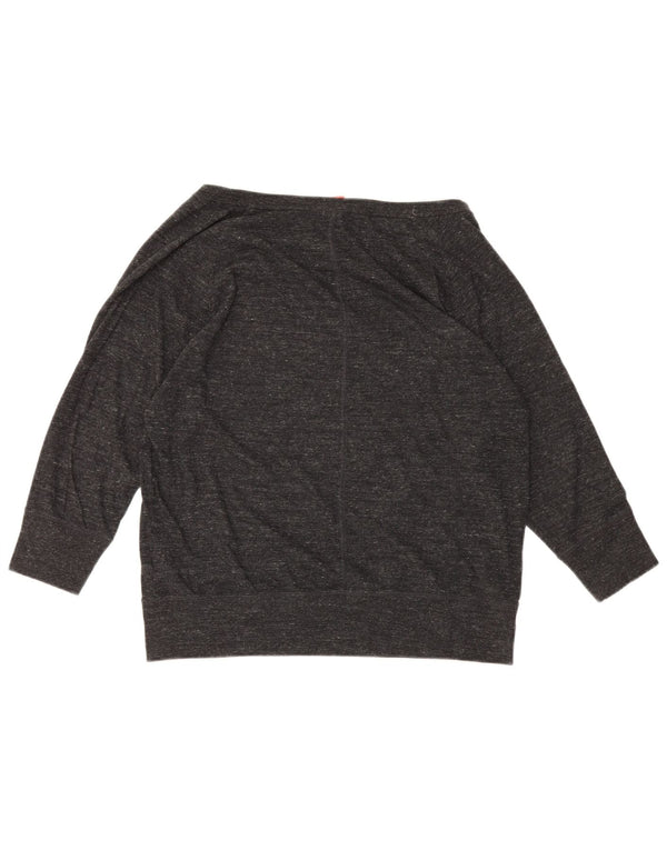 Nike Dame grafisk 3/4-ærmet Sweatshirt Jumper UK 16 Large Grå Flecked