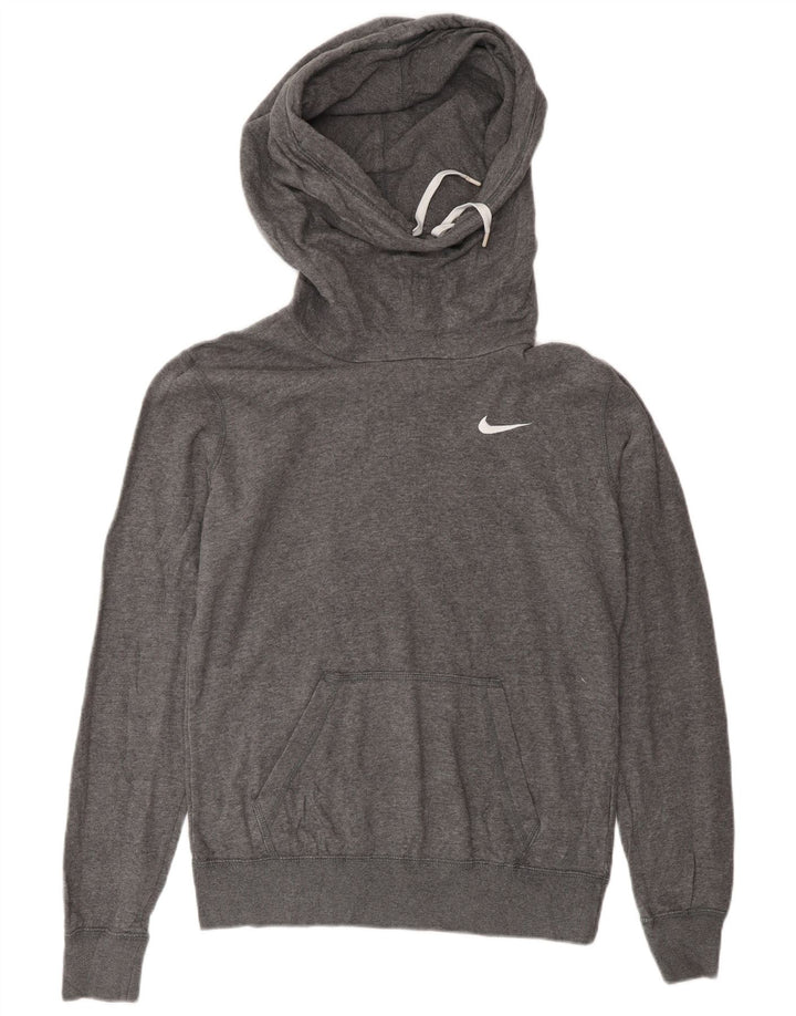 Nike Dame Oversized Hoodie Jumper UK 10 Small Grey Bomuld