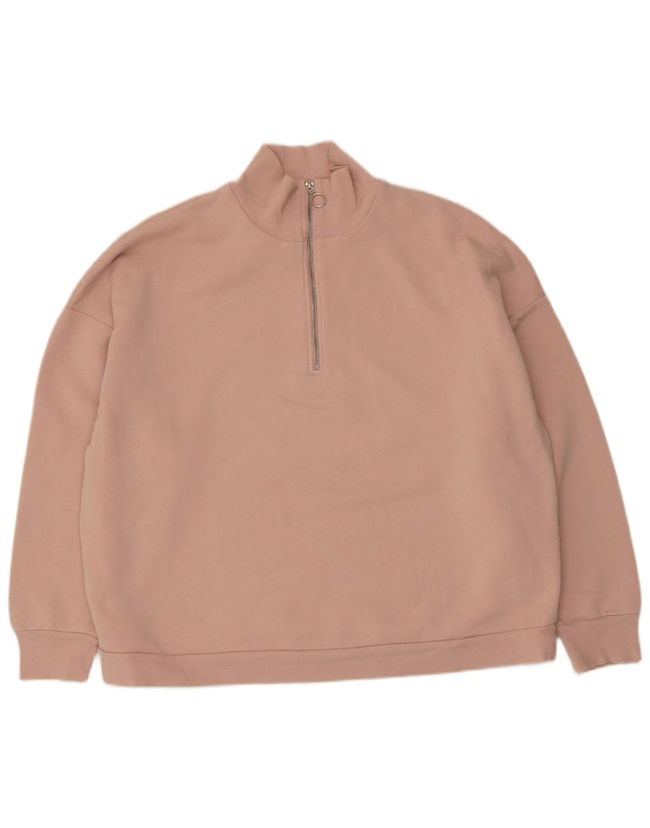 Marks & Spencer Dame Oversized Zip Neck Sweatshirt Jumper UK 18 XL Pink
