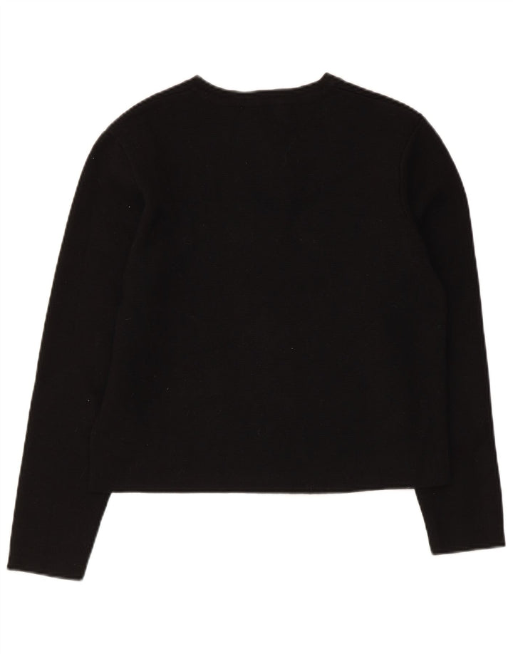 Zara Womens Crop Cardigan Sweater UK 12 Medium Black Viscose