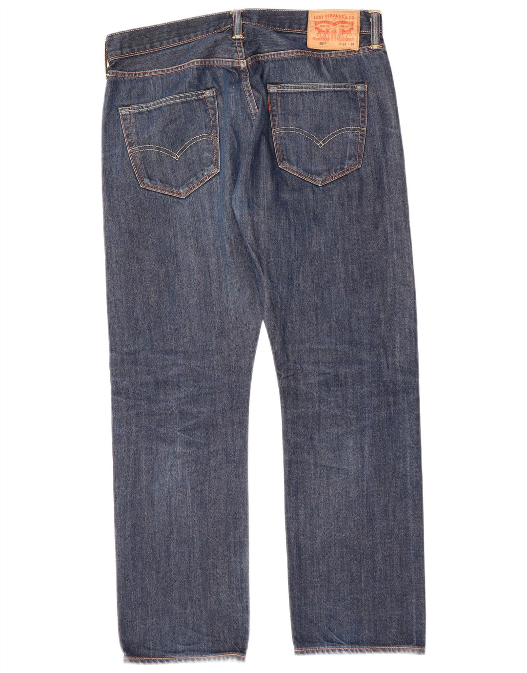 LEVI'S Herre 501 Straight Jeans W34 L30 Marineblå Bomuld