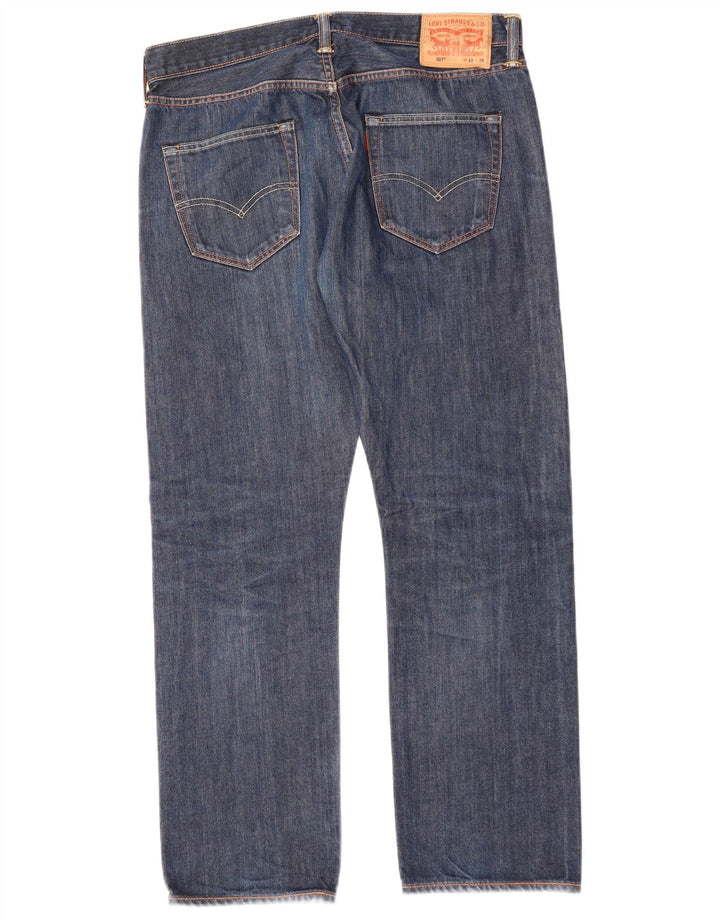 LEVI'S Herre 501 Straight Jeans W34 L30 Marineblå Bomuld