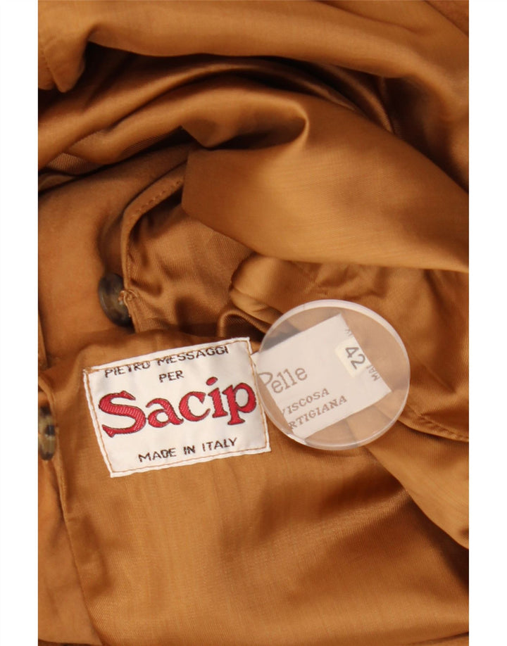 VINTAGE Dame ruskindsjakke IT 42 Medium Beige Læder