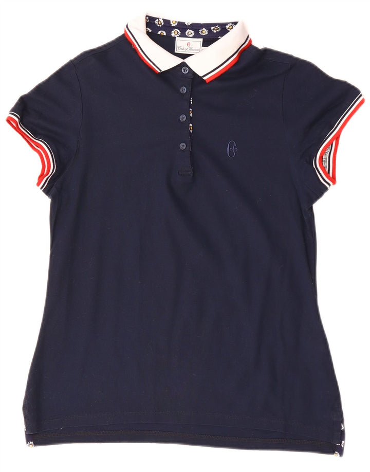 Conte of Florence Dame Polo Shirt UK 12 Medium Navy Blue Bomuld