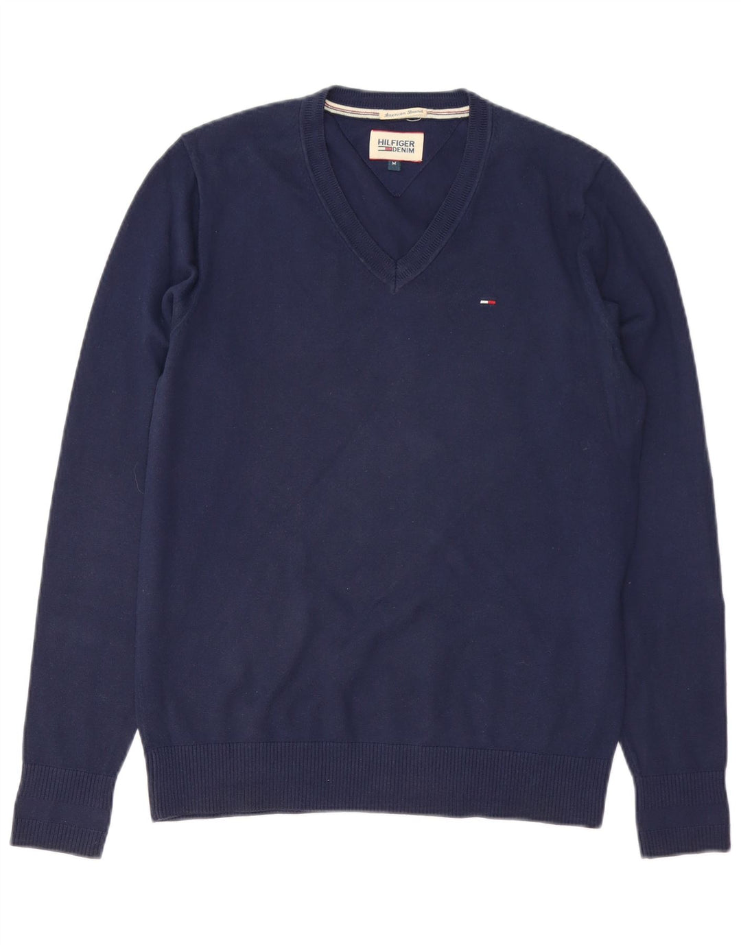 TOMMY HILFIGER Herre V-hals sweater Medium marineblå bomuld