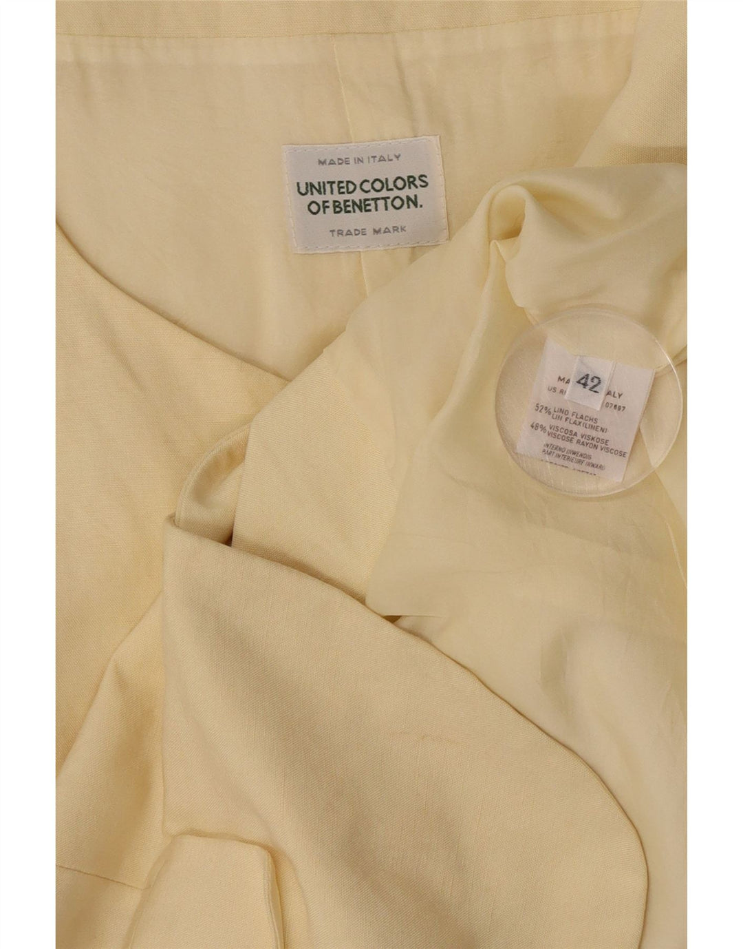 Benetton Dame 4-knaps kortærmet blazerjakke IT 42 Medium Beige