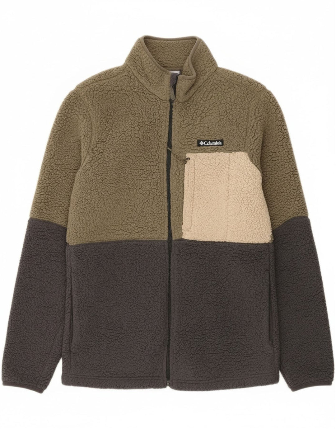 Columbia Herre fleecejakke UK 36 Small Khaki Colourblock Polyester