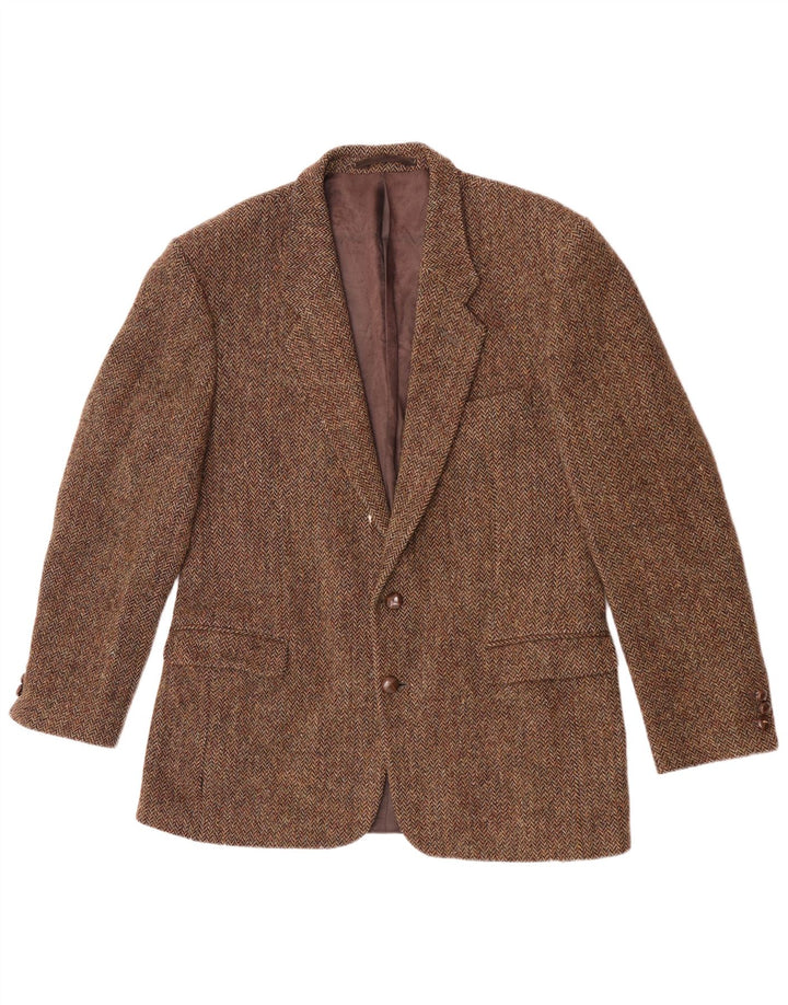 Harris Tweed Herre 2-knaps blazerjakke UK 40 Stor brun sildebensuld