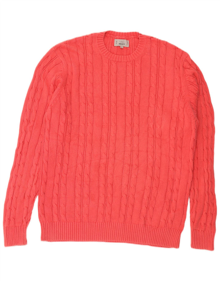 Marks & Spencer Herre sweater med rund hals XL Pink bomuld