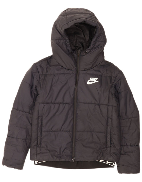 Nike grafisk polstret hættejakke til kvinder UK 10 Lille sort polyester