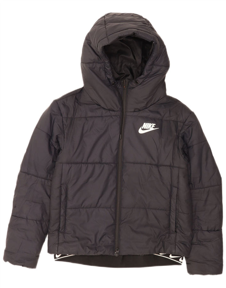 Nike grafisk polstret hættejakke til kvinder UK 10 Lille sort polyester