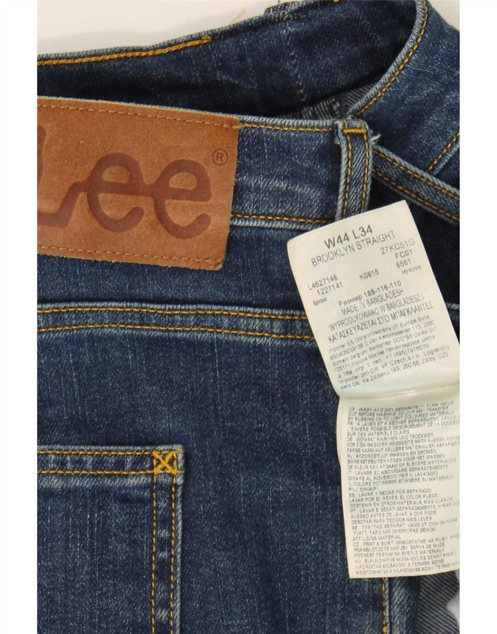 Lee Herre Brooklyn Straight Jeans W44 L34 Marineblå Bomuld