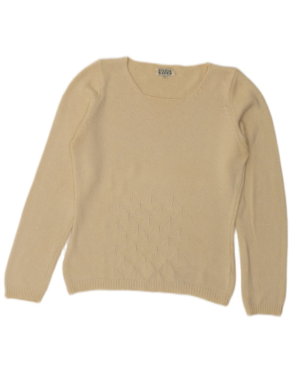 Silvia Bauer Womens Boat Neck Jumper Sweater UK 18 XL Beige Cotton