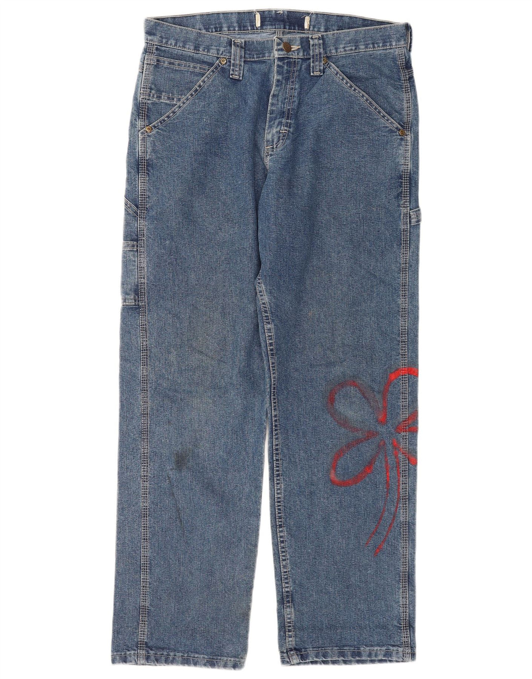 Lee Dame Cargo Straight Jeans W32 L30 Blue Floral Bomuld
